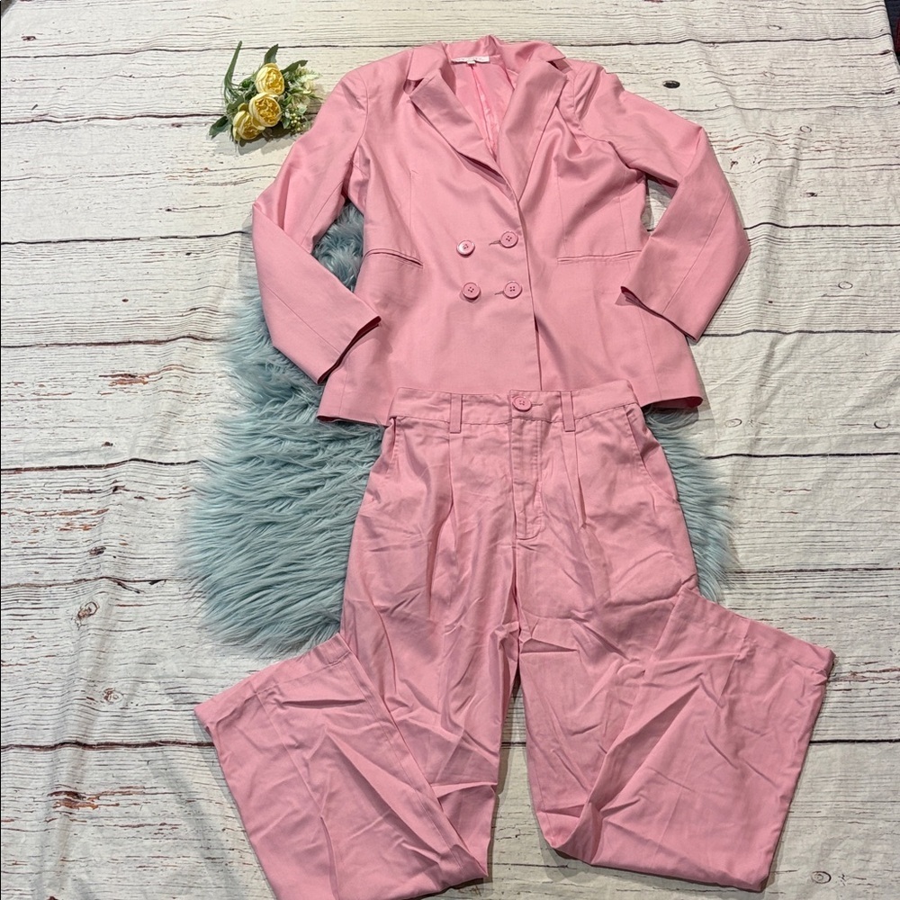 Ivy City Co Pink Blazer Barbie Trouser Pant Set Pantsuit - Picture 2 of 12